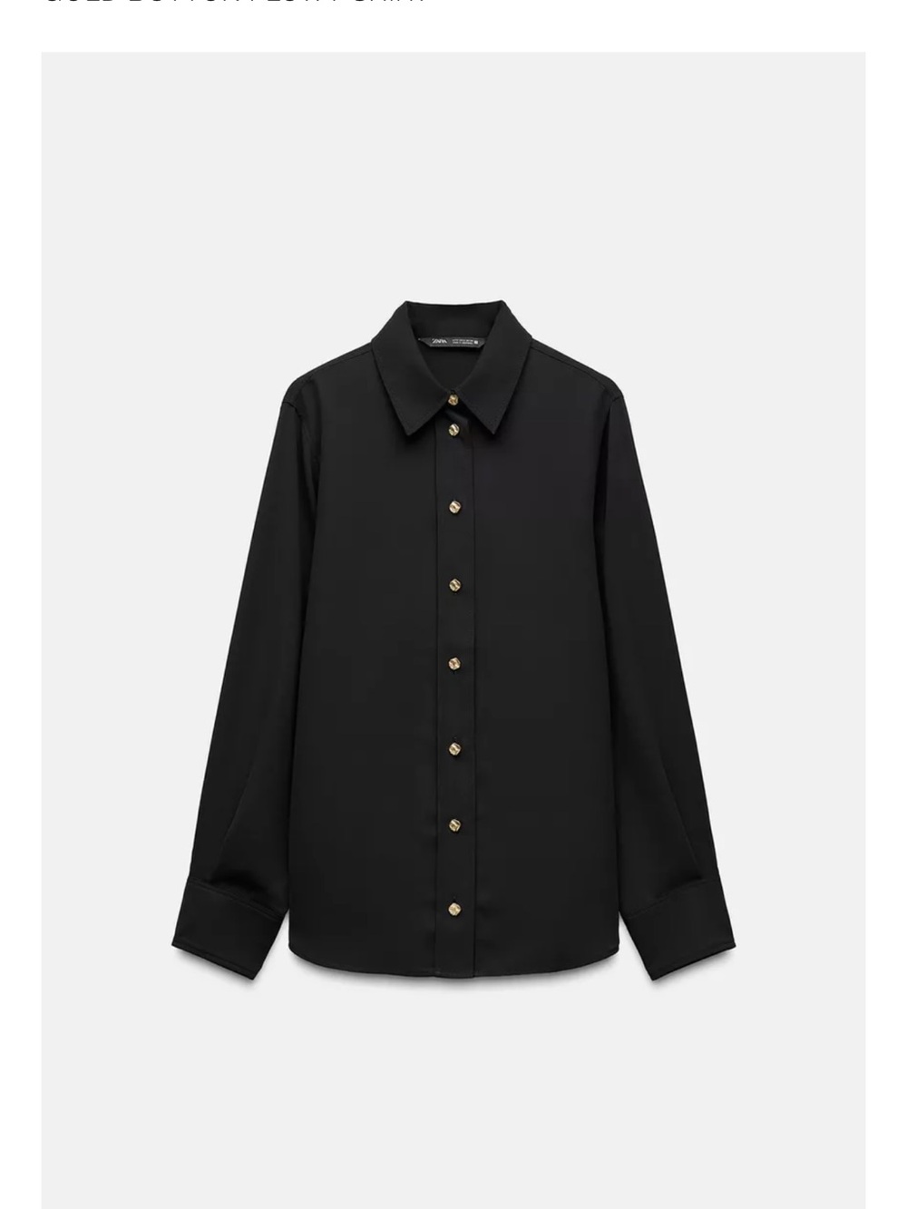 Zara Black Long-Sleeve Shirt with Gold Buttons